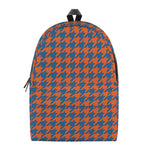 Orange And Blue Houndstooth Print Backpack