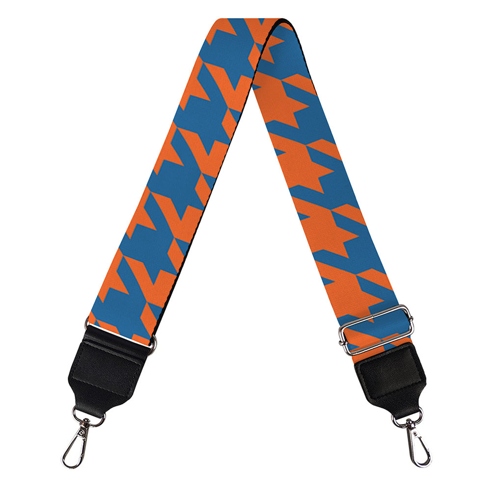 Orange And Blue Houndstooth Print Bag Strap