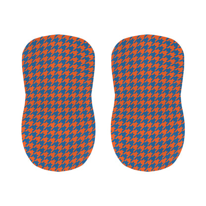 Orange And Blue Houndstooth Print Bar Stool Covers