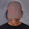 Orange And Blue Houndstooth Print Baseball Cap