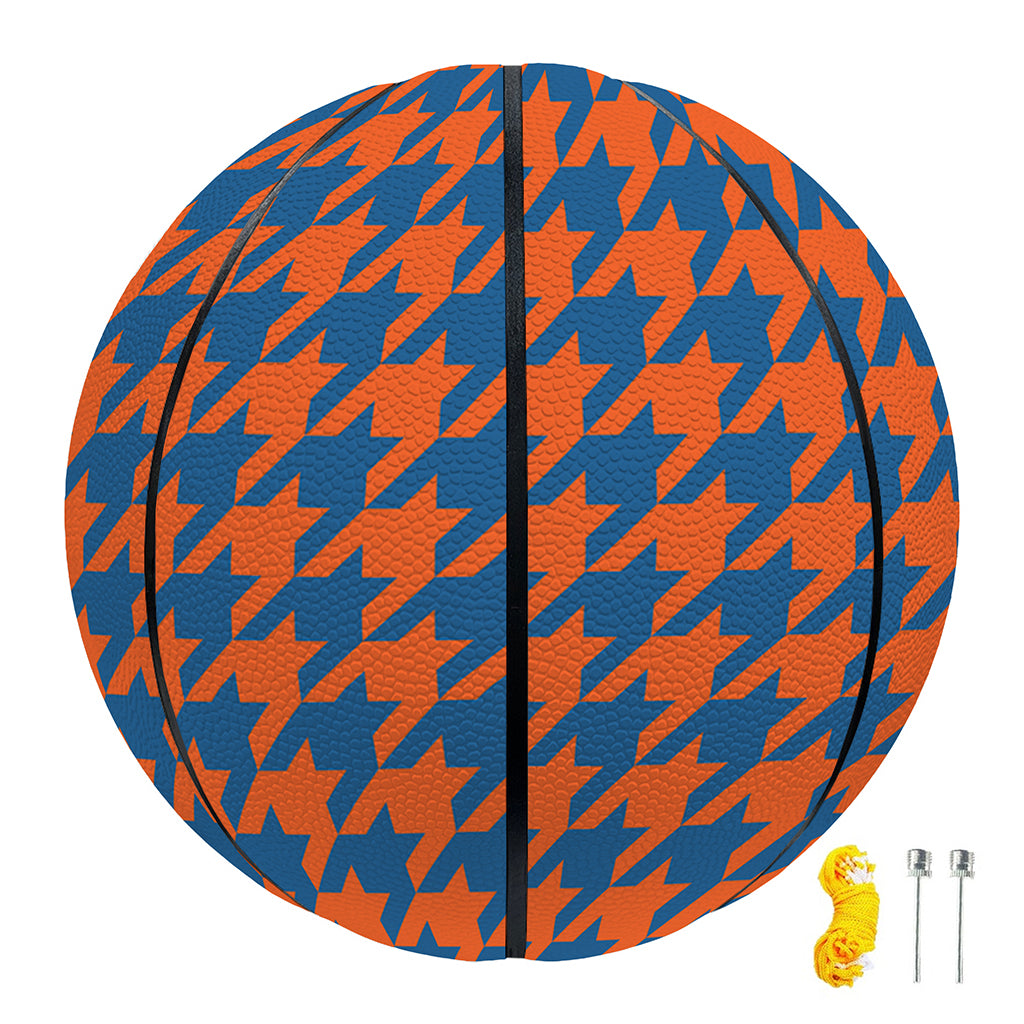 Orange And Blue Houndstooth Print Basketball