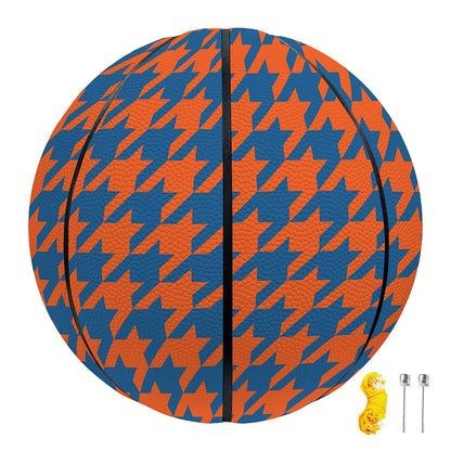 Orange And Blue Houndstooth Print Basketball
