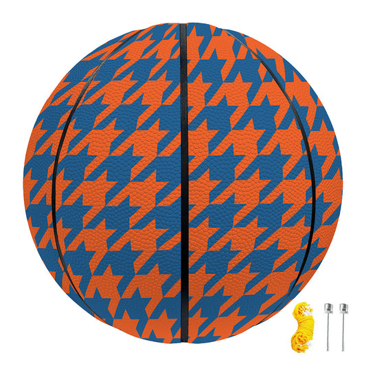 Orange And Blue Houndstooth Print Basketball
