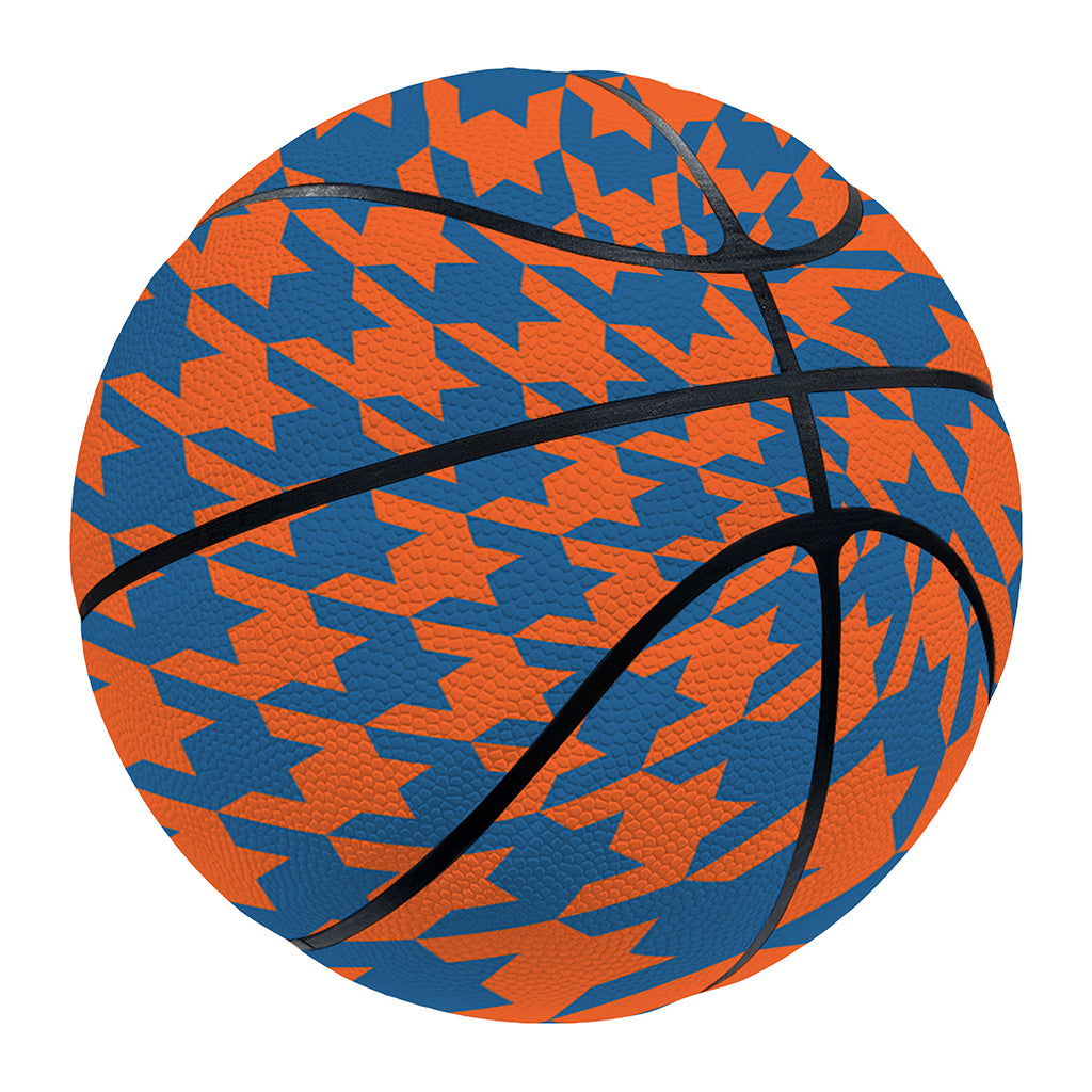 Orange And Blue Houndstooth Print Basketball