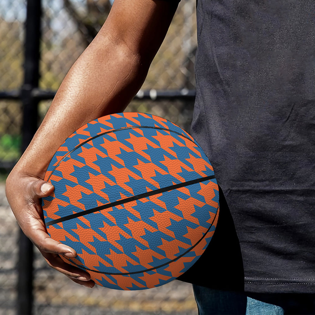 Orange And Blue Houndstooth Print Basketball