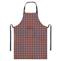 Orange And Blue Houndstooth Print Bib Apron With Pocket
