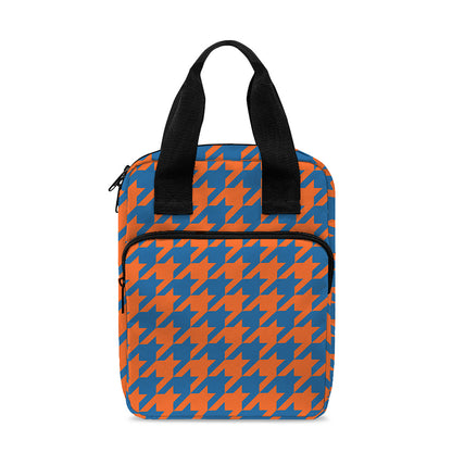 Orange And Blue Houndstooth Print Bible Tote Bag