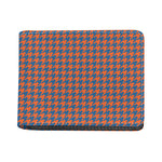Orange And Blue Houndstooth Print Bifold Wallet