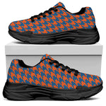 Orange And Blue Houndstooth Print Black Chunky Shoes