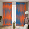 Orange And Blue Houndstooth Print Dimout Pencil Pleat Curtains