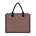 Orange And Blue Houndstooth Print Canvas Tote Bag