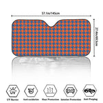 Orange And Blue Houndstooth Print Car Windshield Sun Shade