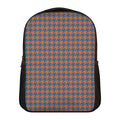 Orange And Blue Houndstooth Print Casual Backpack