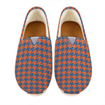 Orange And Blue Houndstooth Print Casual Shoes