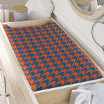 Orange And Blue Houndstooth Print Changing Pad Cover