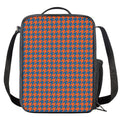 Orange And Blue Houndstooth Print Crossbody Lunch Bag
