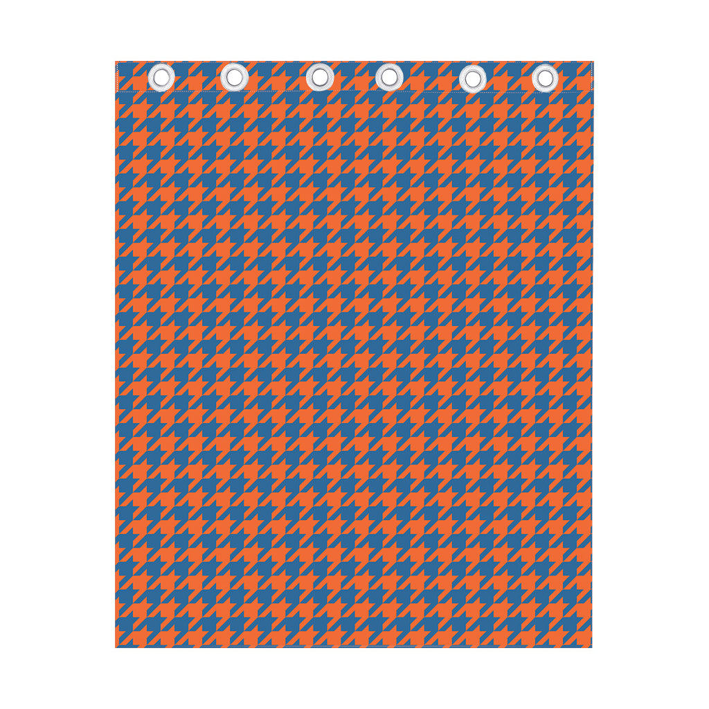 Orange And Blue Houndstooth Print Curtain