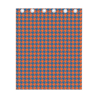 Orange And Blue Houndstooth Print Curtain
