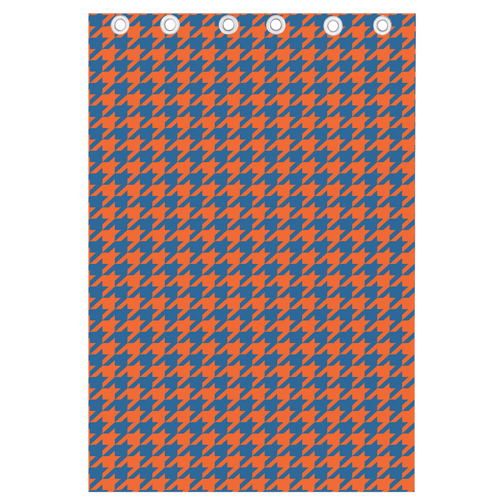 Orange And Blue Houndstooth Print Curtain