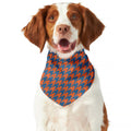 Orange And Blue Houndstooth Print Dog Bandana