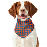 Orange And Blue Houndstooth Print Dog Bandana