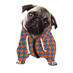 Orange And Blue Houndstooth Print Dog Zip Up Hoodie