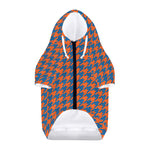 Orange And Blue Houndstooth Print Dog Zip Up Hoodie