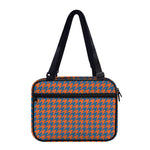Orange And Blue Houndstooth Print Double Strap Bible Bag