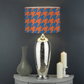 Orange And Blue Houndstooth Print Drum Lamp Shade