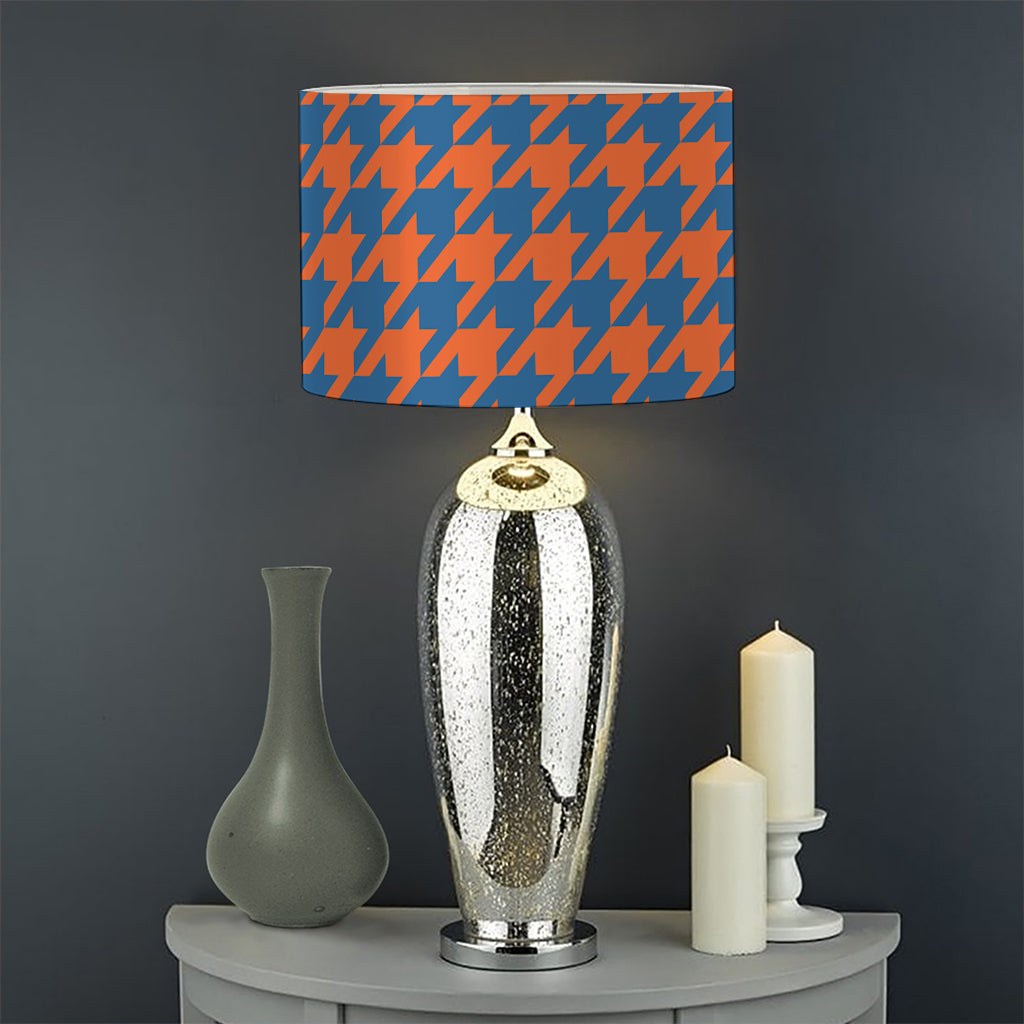 Orange And Blue Houndstooth Print Drum Lamp Shade