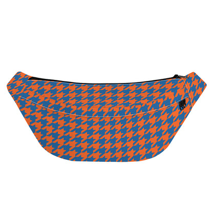 Orange And Blue Houndstooth Print Fanny Pack