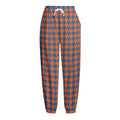 Orange And Blue Houndstooth Print Fleece Lined Knit Pants