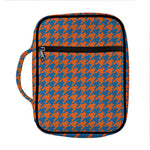 Orange And Blue Houndstooth Print Front Pocket Bible Bag