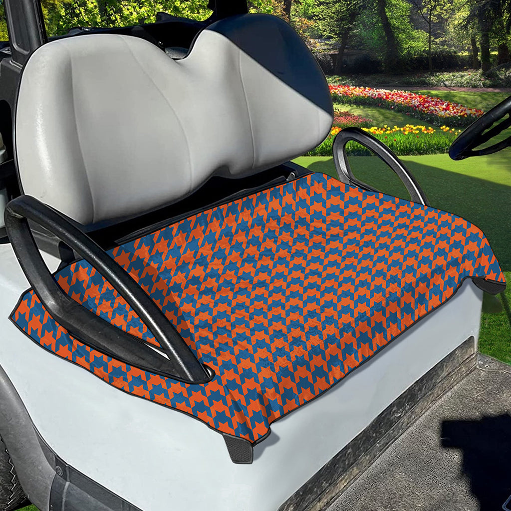 Orange And Blue Houndstooth Print Golf Cart Seat Cover