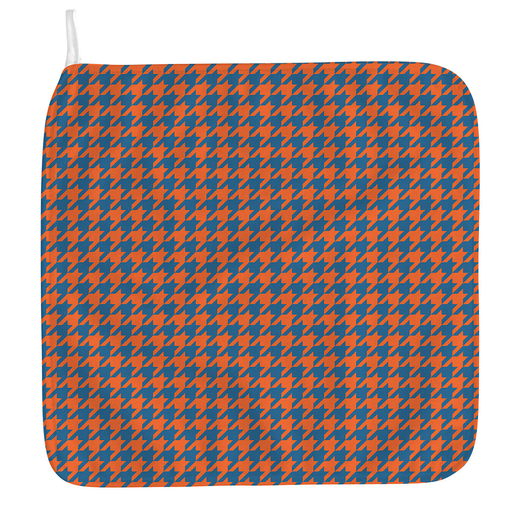 Orange And Blue Houndstooth Print Hand Towel