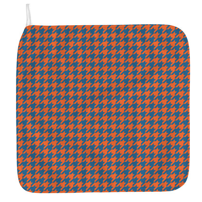 Orange And Blue Houndstooth Print Hand Towel