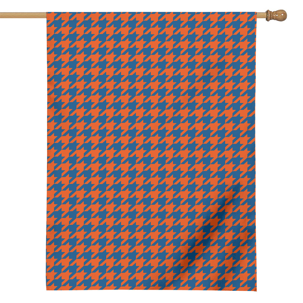 Orange And Blue Houndstooth Print House Flag