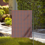 Orange And Blue Houndstooth Print House Flag
