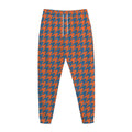 Orange And Blue Houndstooth Print Jogger Pants