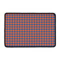Orange And Blue Houndstooth Print Kitchen Mat