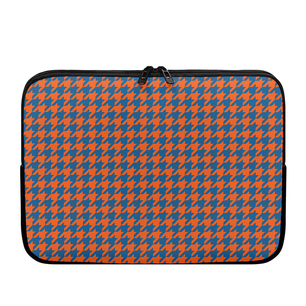 Orange And Blue Houndstooth Print Laptop Sleeve