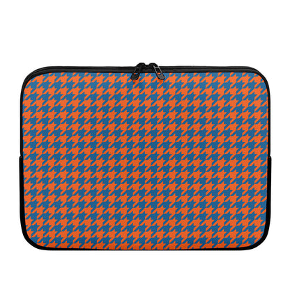 Orange And Blue Houndstooth Print Laptop Sleeve