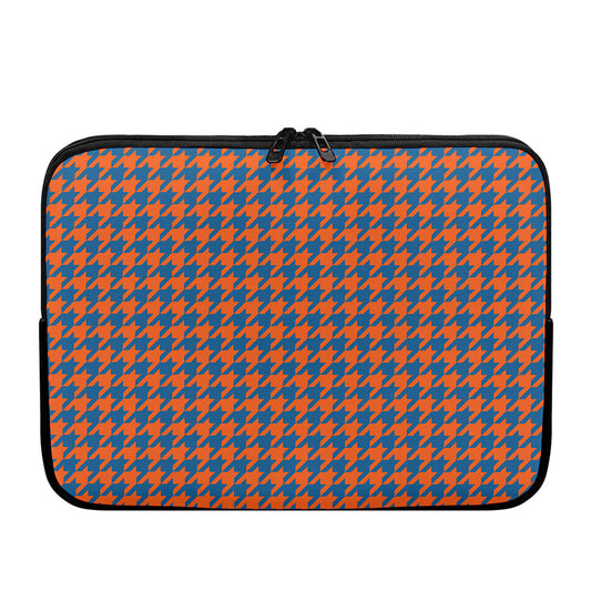 Orange And Blue Houndstooth Print Laptop Sleeve