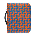 Orange And Blue Houndstooth Print Leather Bible Cover