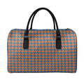 Orange And Blue Houndstooth Print Leather Duffel Bag