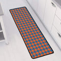 Orange And Blue Houndstooth Print Long Kitchen Mat