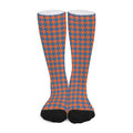 Orange And Blue Houndstooth Print Long Socks