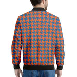 Orange And Blue Houndstooth Print Men's Bomber Jacket
