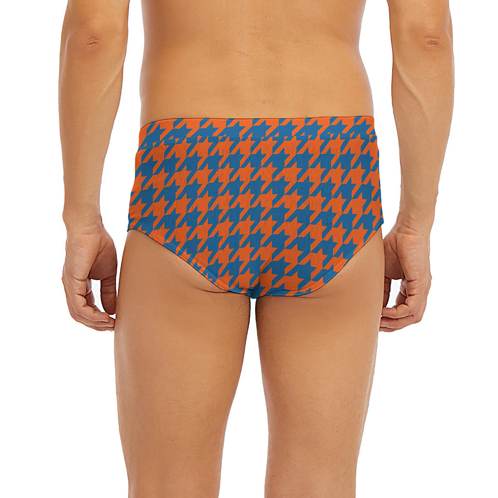 Orange And Blue Houndstooth Print Men's Briefs