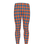 Orange And Blue Houndstooth Print Men's leggings